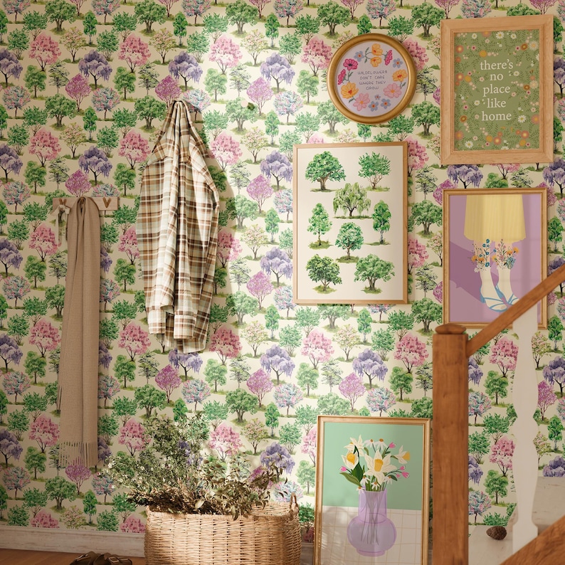 Whimsical Wallpaper | Paste To Wall | Watercolour Forest Nursery Cottagecore Tree Mural, 10 m Roll image 10