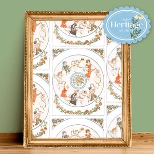 Impressão de arte de jardim com ilustração de Rng-a-Rosie do arquivo vintage | Sem moldura A6 A5 A4 A3 A2 A1 | Galeria Heritage Cottagecore Boho Garden Nature