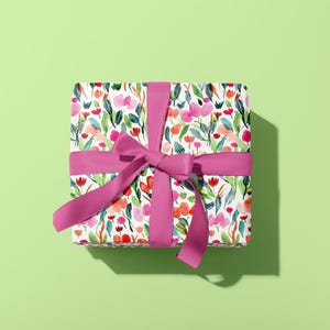 Papier cadeau floral peint Festival des tulipes | A2 42 x 59,4 cm | Papier cadeau couleur rétro | Anniversaire Mariage Nouvelle maison Jour Bébé Recyclé