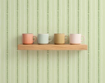 Pistaziengrüne Streifen Tapete - Landhaus Boho Style