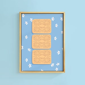 Stampa artistica con testo di citazione di biscotti alla crema pasticcera / Senza cornice A6 A5 A4 A3 A2 A1 / Cucina Classica Margherita Tè Carino Retro Kitsch Cibo Galleria Bold