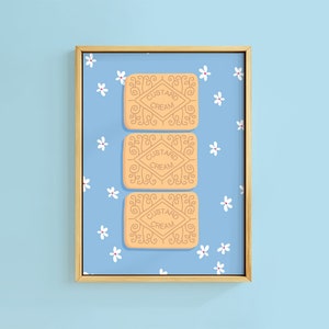 Custard Cream Biscuit Quote Text Art Print | Unframed A6 A5 A4 A3 A2 A1 | Kitchen Classic Daisy Tea Cute Retro Kitsch Food Gallery Bold