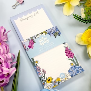 Blocco note con lista della spesa di lusso Cottage Garden / DL 50 pagine, carta riciclata da 120 g/m² / Decorazione Cottagecore, cancelleria per ufficio, scrivania, regalo per la scuola