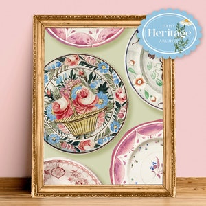 Coleção de pratos antigos de arquivo vintage | Estudo de arte impressa | Sem moldura A6 A5 A4 A3 A2 A1 | Galeria Heritage Cottagecore Boho Garden Nature