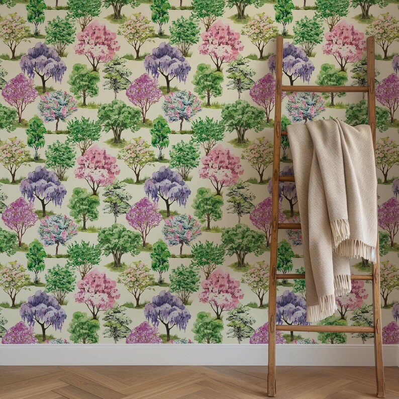 Whimsical Wallpaper | Paste To Wall | Watercolour Forest Nursery Cottagecore Tree Mural, 10 m Roll image 8