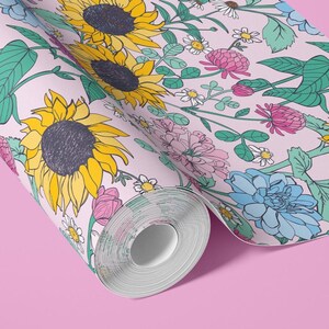 Floral Wallpaper Roll: 'Enchanted Garden' Cottagecore Style image 4