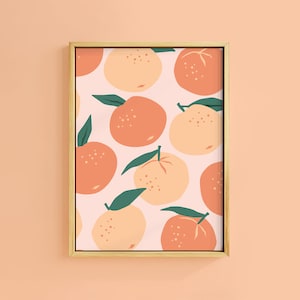 Super Sweet Peaches Fruity Art Print | Unframed A6 A5 A4 A3 A2 A1 | Bold Peach Pink Graphic Gallery Decor Fruit Kicthen