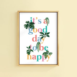 Impresión artística con texto botánico "Es un buen día" / Sin marco A6 A5 A4 A3 A2 A1 / Galería Motivación positiva Hojas Jungla Feliz