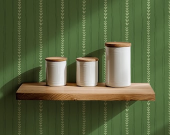 Green Stripe Wallpaper Roll: Coastal Cottage Style - 10m Paste to Wall