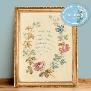 Impressão de arte de jardim Nuvelle Suitte De Fleurs do arquivo vintage | Sem moldura A6 A5 A4 A3 | Galeria Heritage Cottagecore Boho Garden Natureza