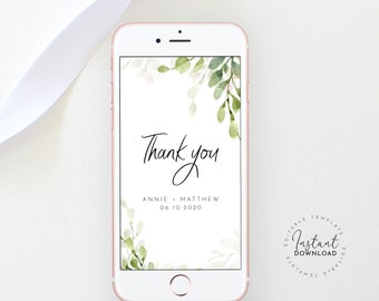 Electronic Wedding Thank You, Smartphone Thank You, Thank You Text Message, Thank You Template, Greenery Thank You, Digital Thank You