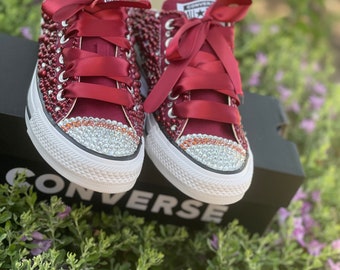 Burgundy Converse - Etsy