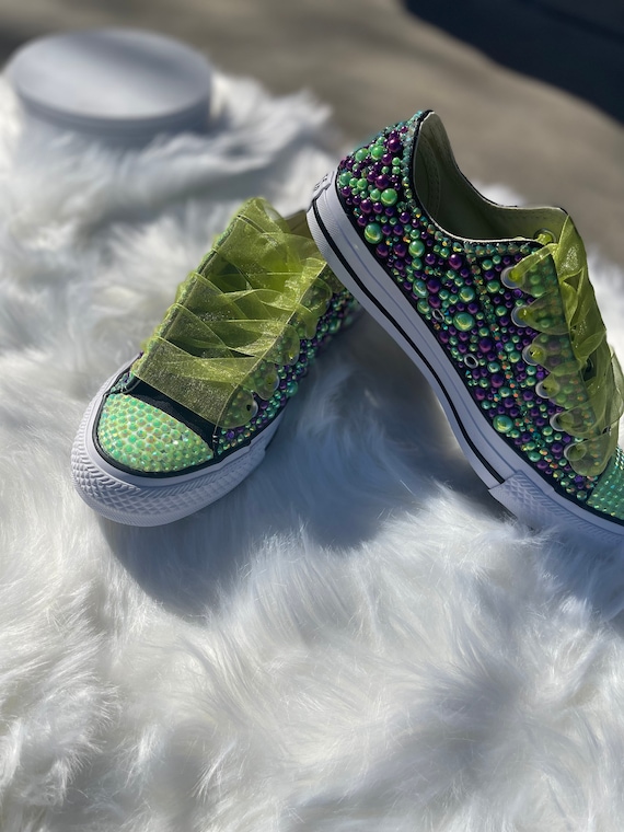 Ruckus anmodning bekymre Purple & Lime Green Bling Converse All Star Chuck Taylor - Etsy