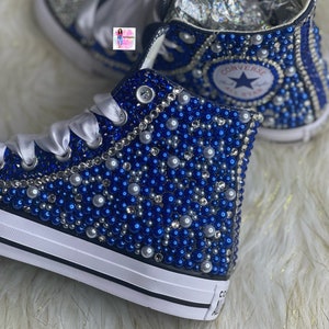 WOMEN Blue Bling Converse All Star Chuck Taylor Sneakers HIGH TOP