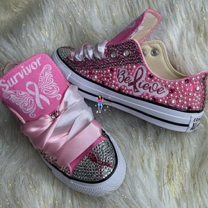 Survivor (Breast Cancer Awareness) bling Converse-Bling Sneakers