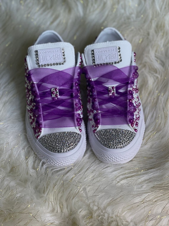 Bling Converse Purple Chucks For Toddlers Purple Low Top Converse