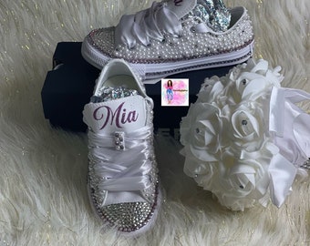 Bling Shoes, Birthday Shoes, Flower girl Shoes, Converse