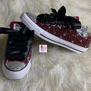 WOMEN Burgundy Bling Converse All Star Chuck Taylor Sneakers - Etsy