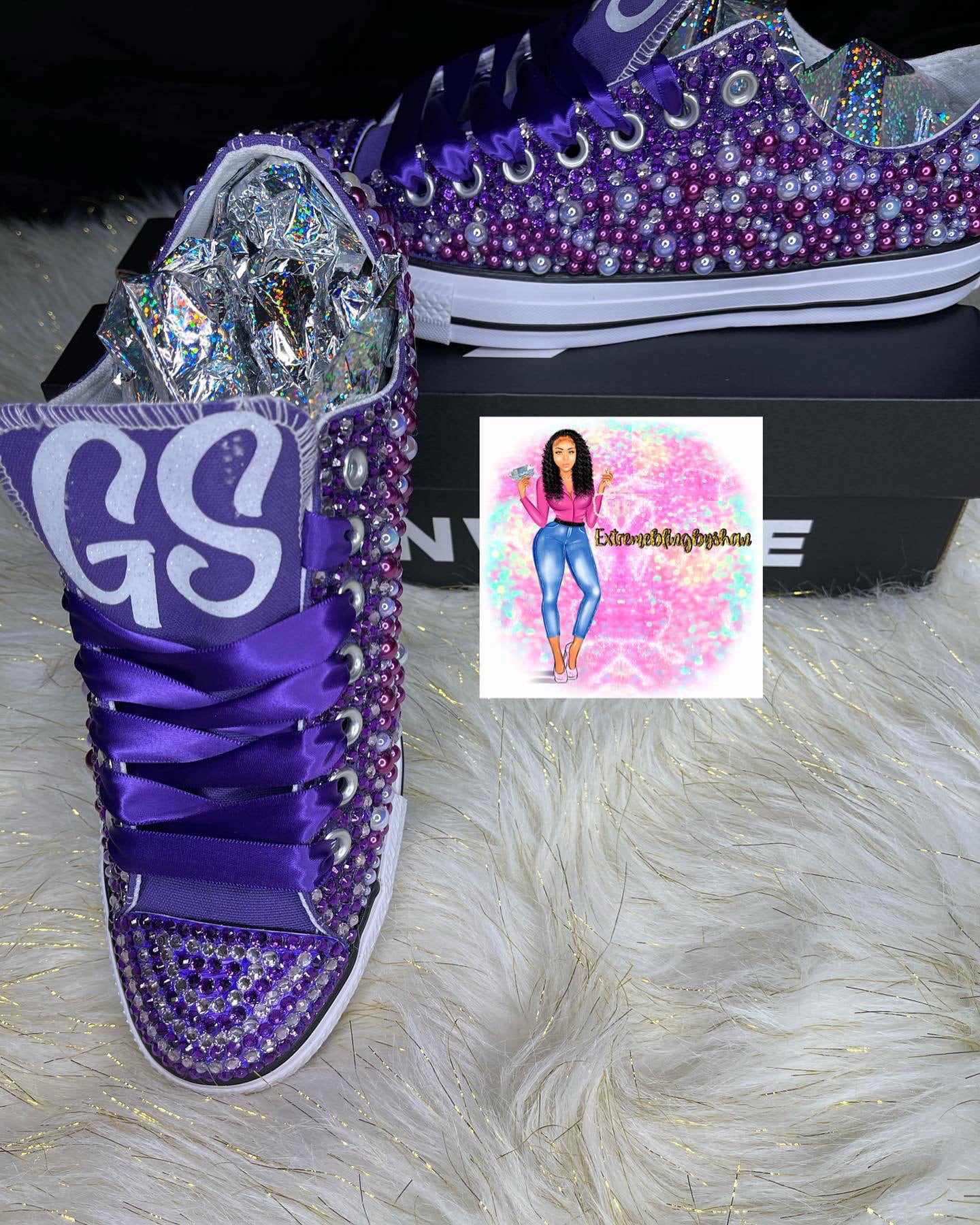 Purple Rhinestone Sneakers-0720230001