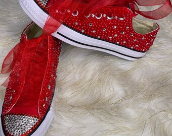 red bling sneakers