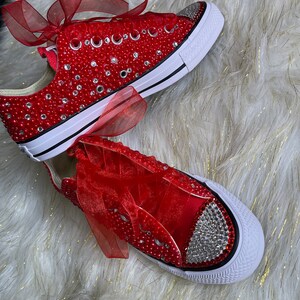WOMEN Red Bling Converse All Star Chuck Taylor Sneakers LOW TOP - Etsy