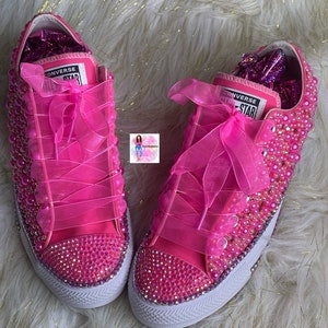 Pink Low Top Converse-bridal Sneakers-bling Sneakers-chucks - Etsy