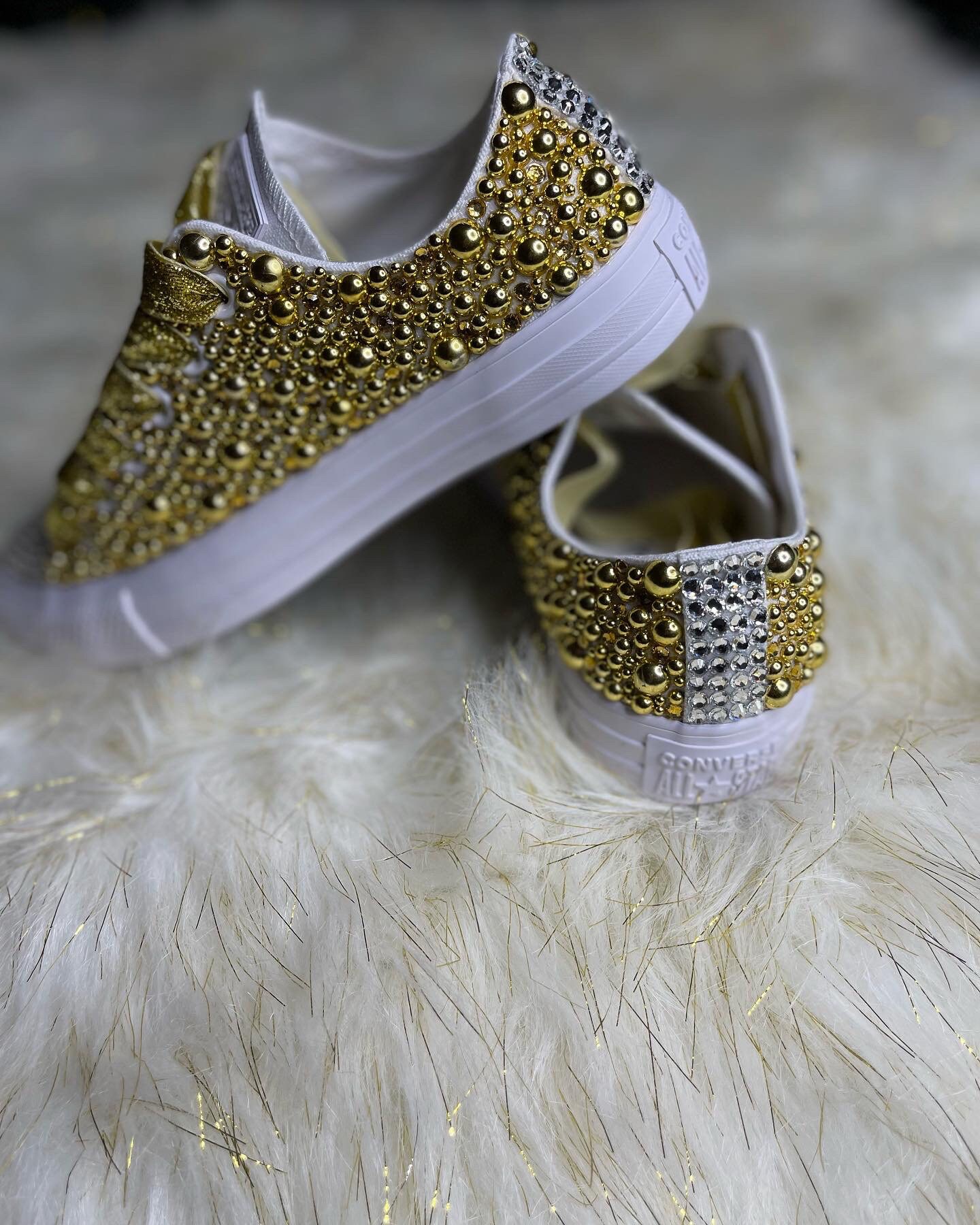 Women s Gold Bling Converse All Star Chuck Taylor Sneakers LOW TOP Etsy