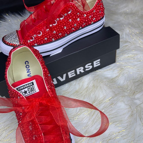 Women's Red Bling Converse All Star Chuck Taylor Sneakers - Etsy