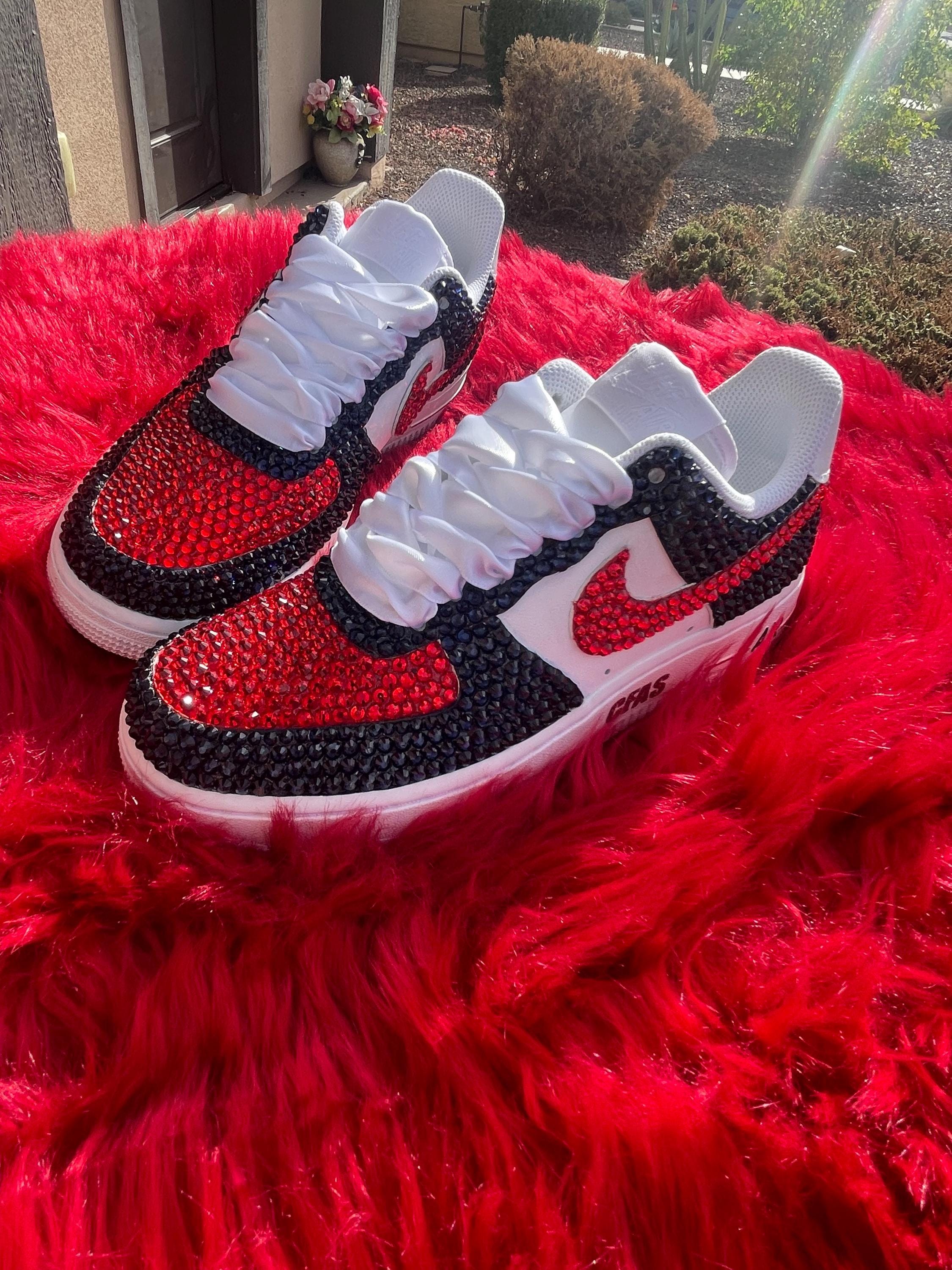 red glitter nike shoes