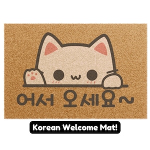 Korean Doormat, Kitty Cat Doormat, Home Front Door Welcome Mat, Cute Doormat,  Korean Housewarming Gift, Welcome Rug, Korean Outdoor Mat