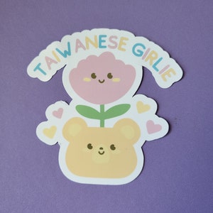 Taiwanese Girl Sticker, Girly sticker vinylAsian Water Bottle Stickers, Chinese Laptop Stickers, Taiwan Pride, Cute Flower Stickers