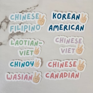Personalized Asian Pride Sticker, Vinyl Asian Stickers, Chinese Canadian, Chinese Filipino, Korean American, Wasian, Chinese Viet, Chinoy