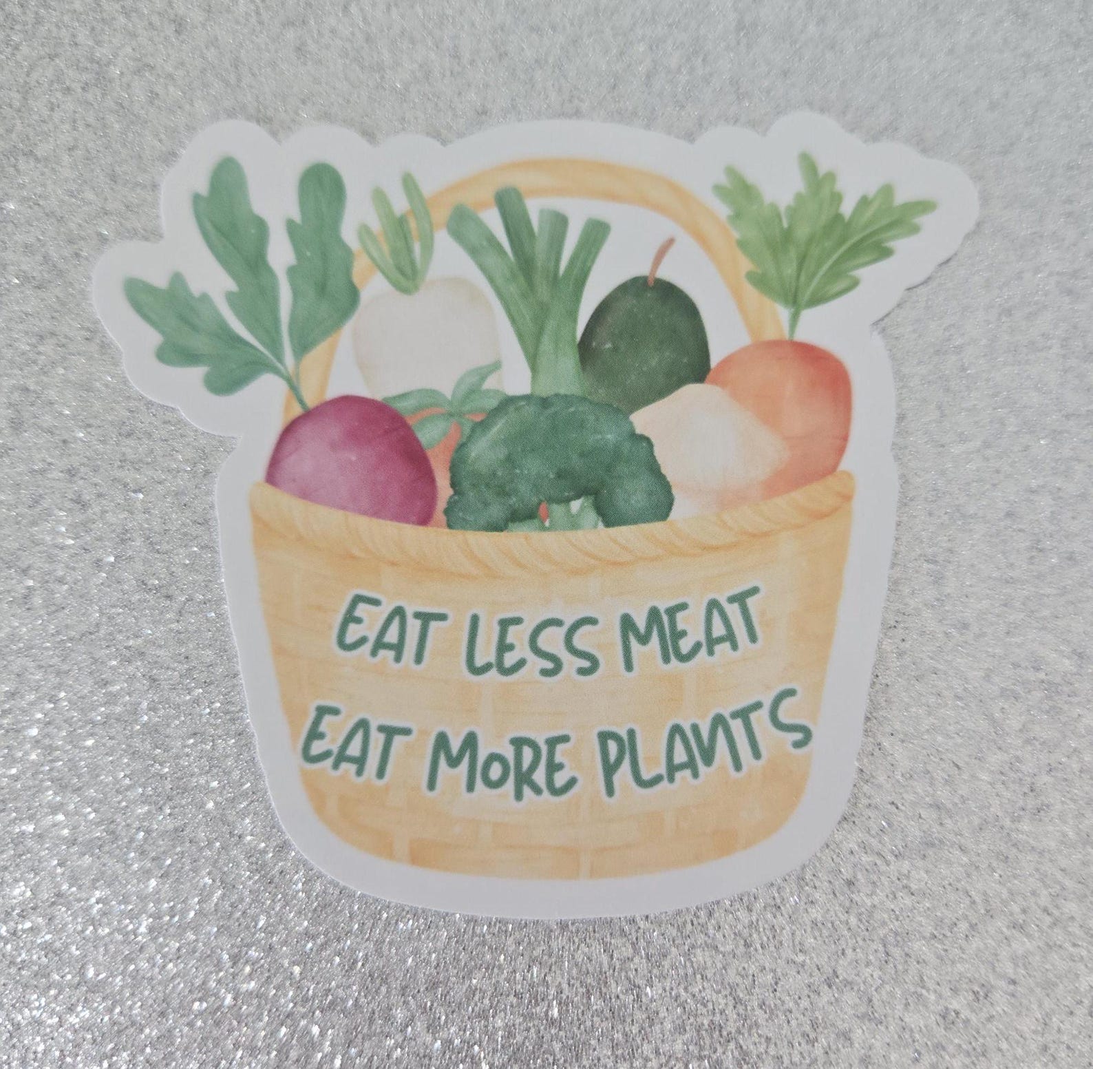 Eat Less Meat, Eat More Plants Sticker, Vegan Stickers, Vegetarian ...