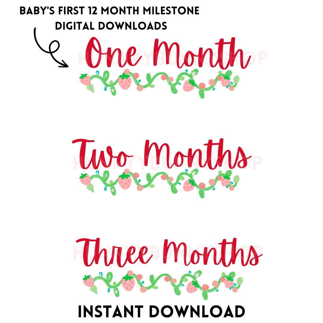 Monthly Milestones Baby First Year Monthly Milestone Digital Etsy
