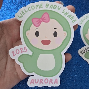 Sticker nom de bébé personnalisé, année du serpent, bébé serpent 2025, Sticker prénom chinois personnalisé, cadeau de baby shower, faire-part de grossesse