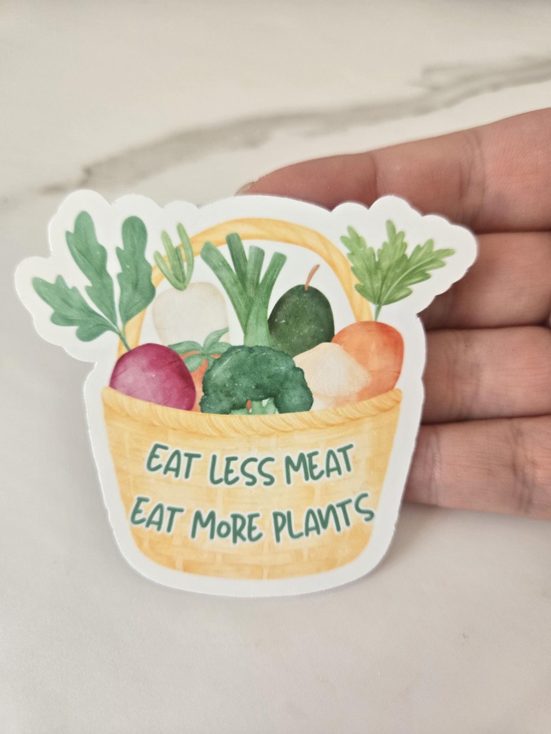 Eat Less Meat, Eat More Plants Sticker, Vegan Stickers, Vegetarian ...