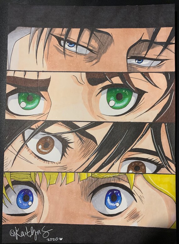 images Titan Eye Attack On Titan Drawing Eren attack on titan eye portrait etsy