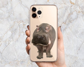 Hippo Phone Case in Clear - Realistic Animal Phone Case - Hippopotamus - iPhone 15 Pro Max 14 Pro 13 mini 12 11 Samsung S24 Ultra S23 S22