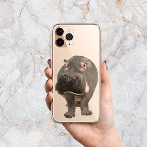 Hippo Phone Case in Clear - Realistic Animal Phone Case - Hippopotamus - iPhone 15 Pro Max 14 Pro 13 mini 12 11 Samsung S24 Ultra S23 S22