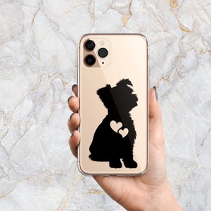 Yorkshire Terrier Silhouette Phone Case in Black & Clear - Dog Phone Case -iPhone 16 Pro Max 15 14 Plus 13 12 mini Samsung S25 Ultra S24 S23