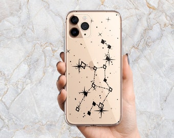 Virgo Zodiac Phone Case in Clear - Celestial Star Phone Case Constellations - iPhone 14 Pro Max Plus 13 mini 12 11 XS X SE Samsung S22 S21
