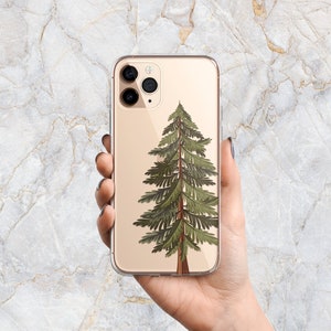 Christmas Tree Phone Case in Clear - Winter Pine Tree - Vintage Scandi Christmas - iPhone 15 Pro Max 14 Pro 13 mini 12 11 X Samsung S22 S21