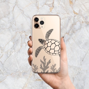 Sea Turtle Phone Case in Clear - Ocean Animal - Island Life - Beach Coastal - iPhone 15 Pro Max 14 Pro 13 mini 12 11 XR X XS Samsung S24 S23