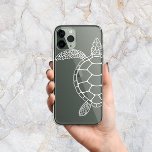 Sea Turtle Phone Case in White & Clear - Ocean Animal - Tropical Summer - iPhone 15 Pro Max 14 Plus 13 mini 12 SE Samsung S24 Ultra S23 S22