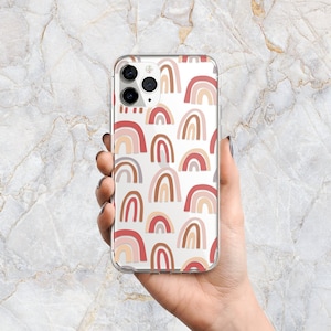 Rainbow Phone Case in Clear - Boho Aesthetic - For Teen Girls - iPhone 16 Pro Max 15 Pro 14 13 12 mini 11 Samsung S25 Ultra S24 S23 PLUS S22