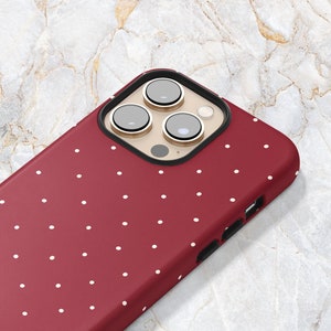 Polka Dot Phone Case in Cranberry Red - Modern Spring Phone Case - iPhone 16 Pro Max 15 Pro 14 Plus 13 Pro 12 Mini Samsung S24 Ultra S23 S22