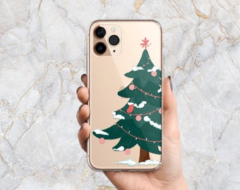 Christmas Tree Phone Case in Clear - Winter Pine Tree Phone Case - Holiday Gift Under 30 - iPhone 15 Pro Max 14 Plus 13 12 11 XS Samsung S22