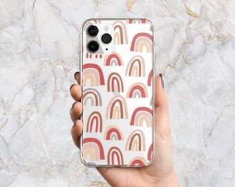 Rainbow Phone Case in Clear - Boho Aesthetic - For Teen Girls - iPhone 16 Pro Max 15 Pro 14 13 12 mini 11 Samsung S25 Ultra S24 S23 PLUS S22