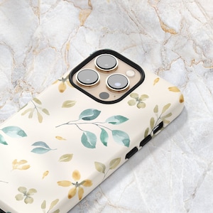 Spring Leaves & Flowers Phone Case in Soft Colors - Botanical Nature Florals - iPhone 14 Pro Max 13 mini 12 11 Samsung S20 S10