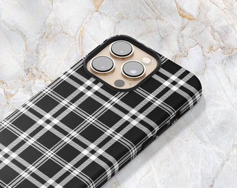 Buffalo Check Plaid Phone Case in Black & White - Winter Phone Case -iPhone 15 Pro Max 14 Pro 13 mini 12 11 XS X Samsung S23 Ultra S22 Plus